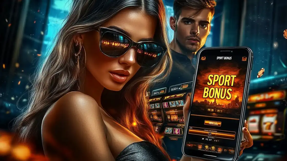 Get Your Exclusive Sport Bonus at bgd99 A fashionable woman displays a smartphone with the SPORT BONUS offer, highlighting the exciting sports betting promotions available for bgd99 users.