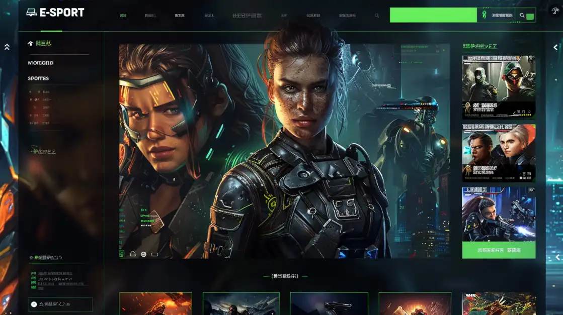 The main lobby of the bgd99 e-sports betting section, showcasing a variety of games with powerful female characters and a sleek, user-friendly interface for placing bets.