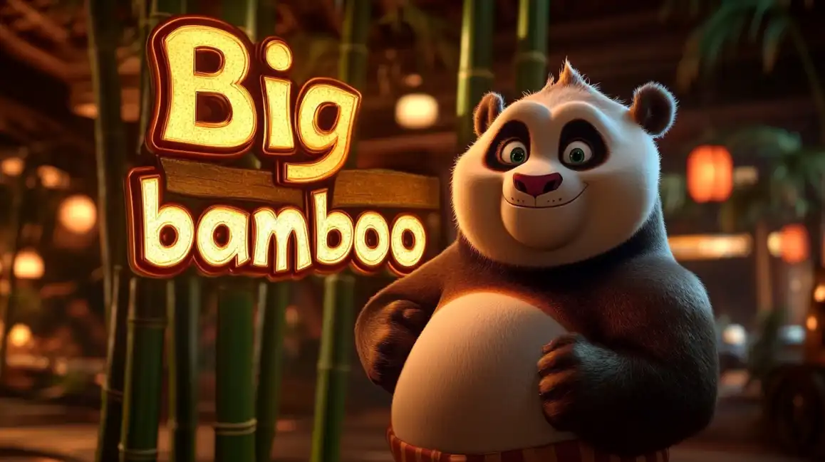 The friendly panda character from the Big Bamboo slot game, set in a lush bamboo forest, offering players a charming and rewarding gaming experience at bgd99.